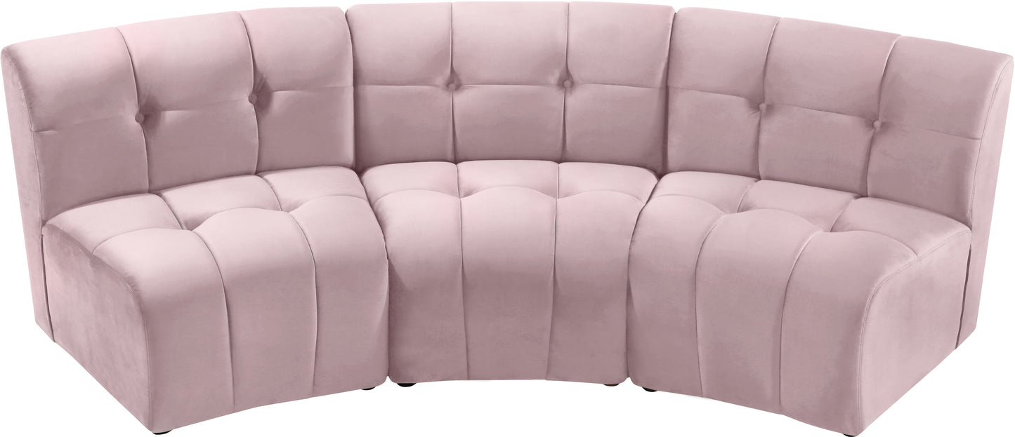 yara pink velvet 3pc. modular sectional pc