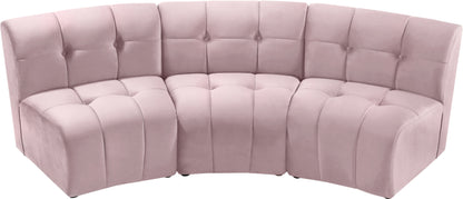 Yara Pink Velvet 3pc. Modular Sectional PC