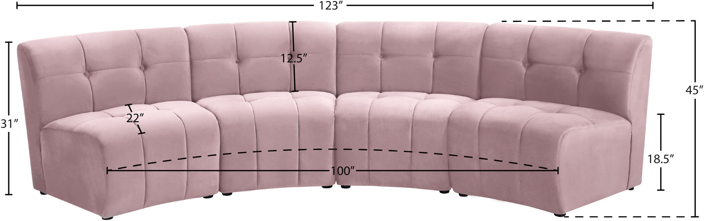 yara pink velvet 4pc. modular sectional pc