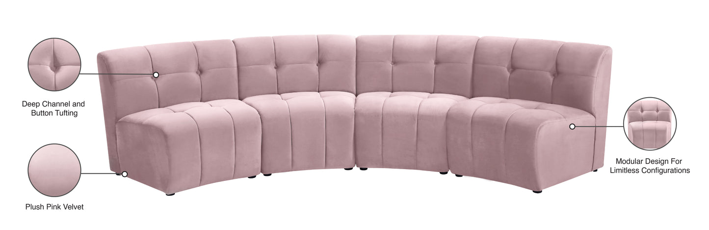 yara pink velvet 4pc. modular sectional pc