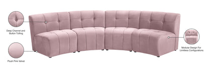 Yara Pink Velvet 4pc. Modular Sectional PC