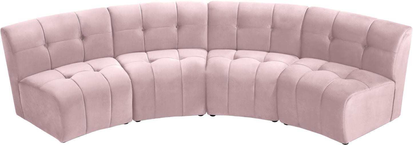 yara pink velvet 4pc. modular sectional pc