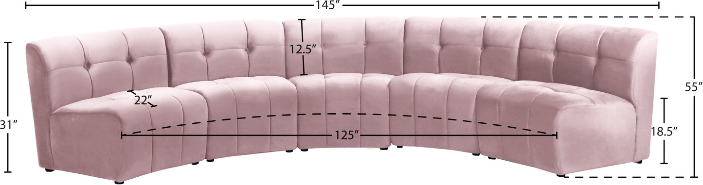 yara pink velvet 5pc. modular sectional pc