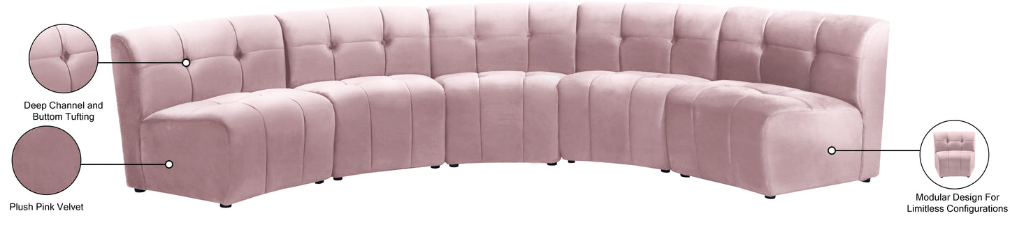 yara pink velvet 5pc. modular sectional pc