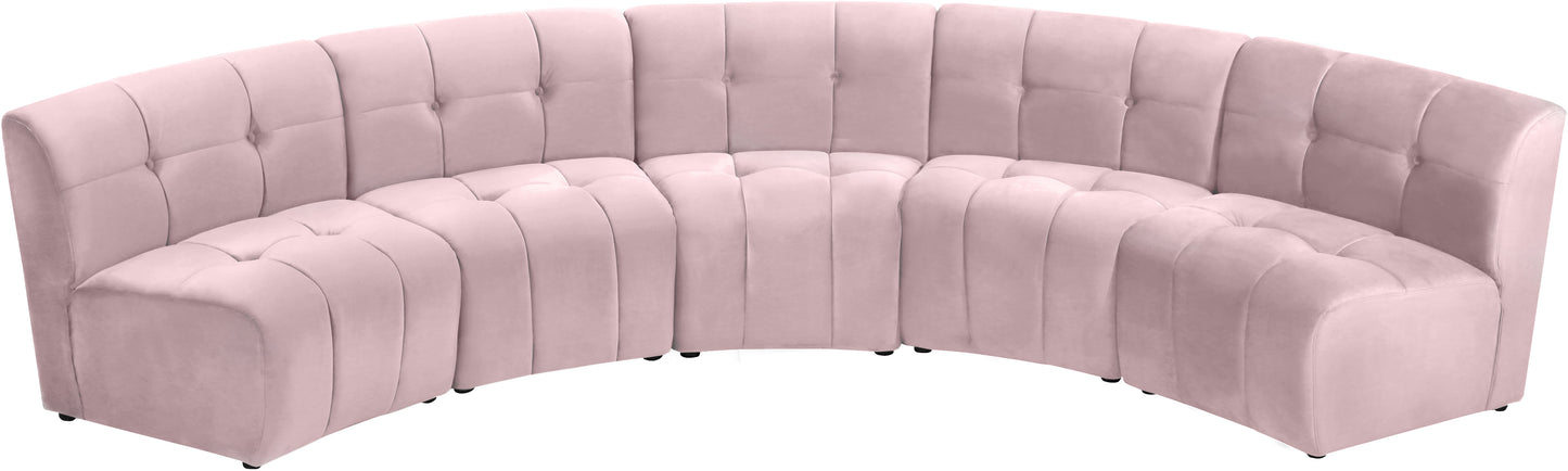 yara pink velvet 5pc. modular sectional pc