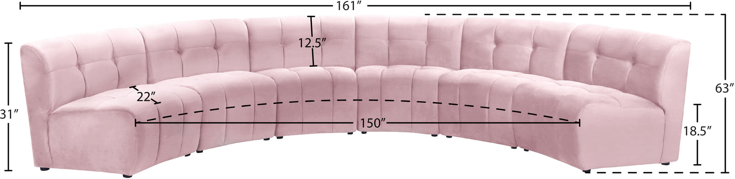 yara pink velvet 6pc. modular sectional pc