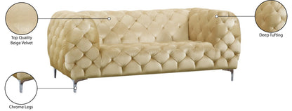 Theodore Beige Velvet Loveseat L