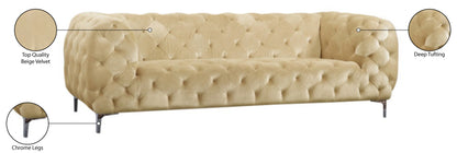 Theodore Beige Velvet Sofa S