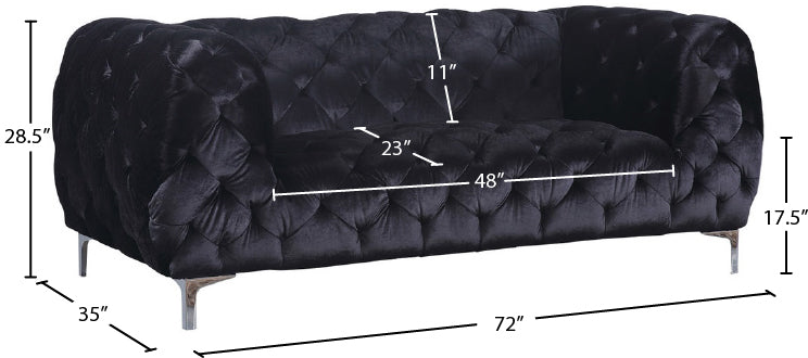 theodore black velvet loveseat l