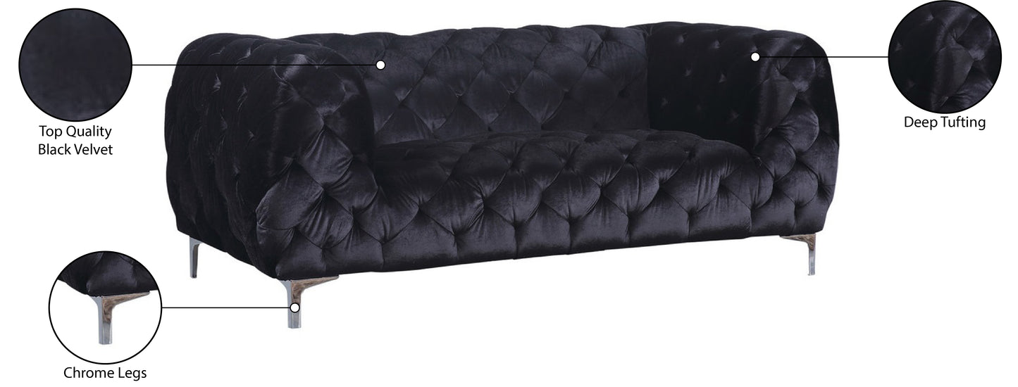 theodore black velvet loveseat l