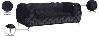 Theodore Black Velvet Loveseat L