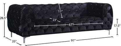 Theodore Black Velvet Sofa S