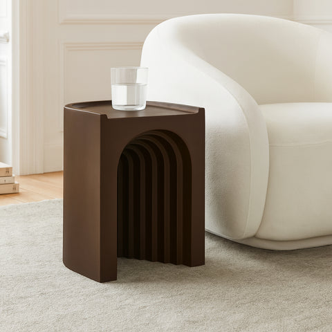 Yara Brown Concrete Indoor/Outdoor End Table, 1 Piece