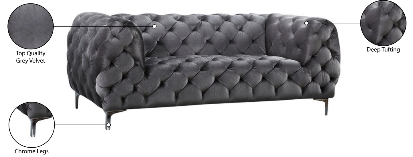 theodore grey velvet loveseat l