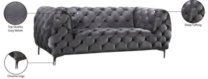 Theodore Grey Velvet Loveseat L