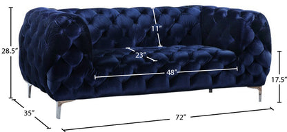 Theodore Navy Velvet Loveseat L