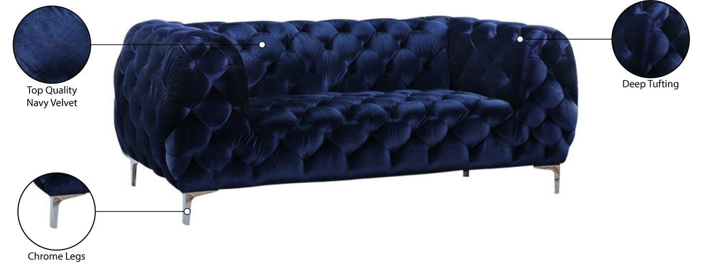 theodore navy velvet loveseat l