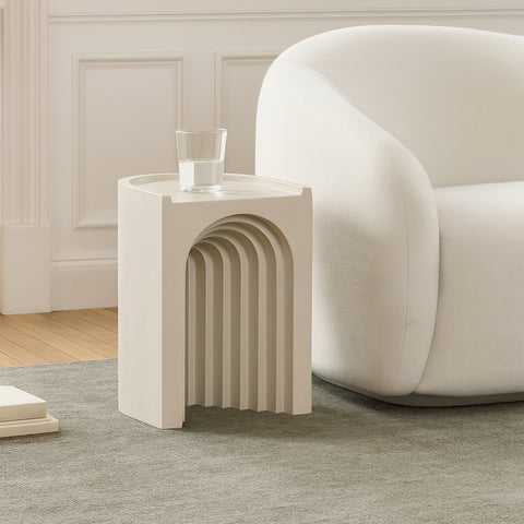 Yara Beige Concrete Indoor/Outdoor End Table, 1 Piece