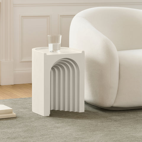 Yara Taupe Concrete Indoor/Outdoor End Table, 1 Piece