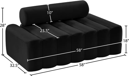 Swanson Black Velvet Loveseat L