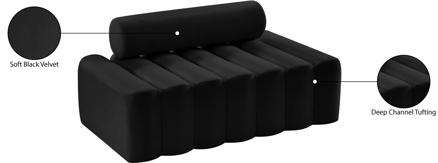 swanson black velvet loveseat l