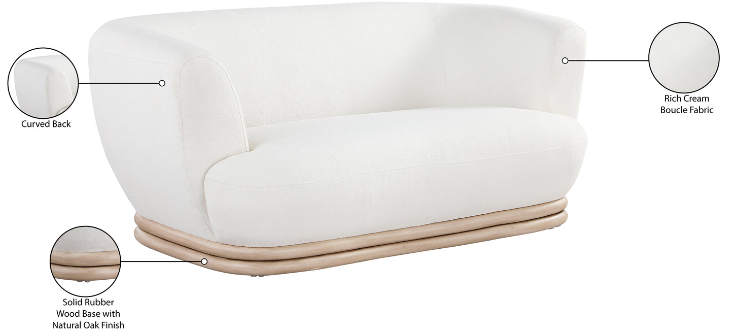 tessa cream boucle fabric loveseat l