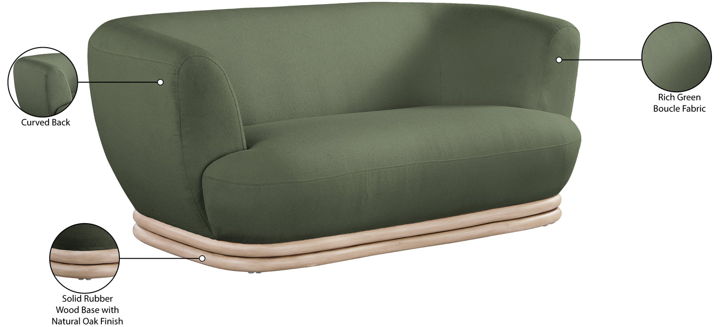 tessa green boucle fabric loveseat l