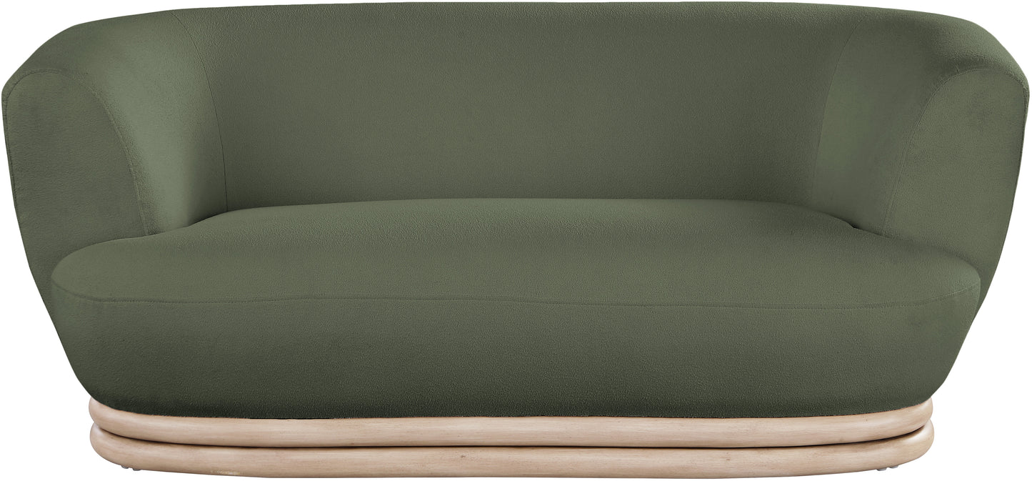 tessa green boucle fabric loveseat l