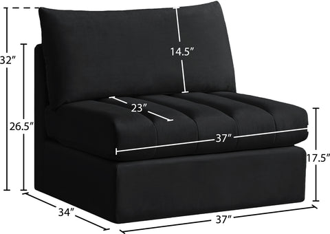 Acadia Black Velvet Armless Armless