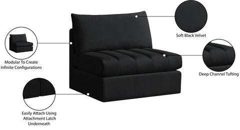 Acadia Black Velvet Armless Armless