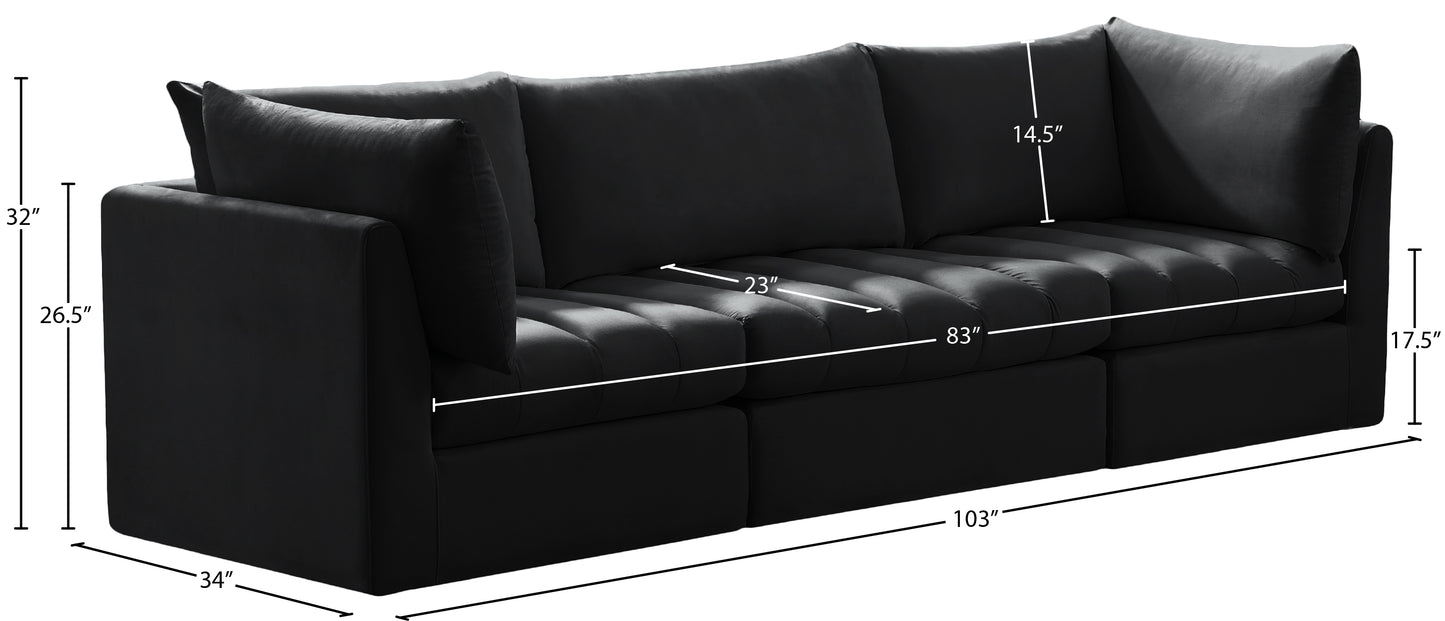 acadia black velvet modular sofa s103