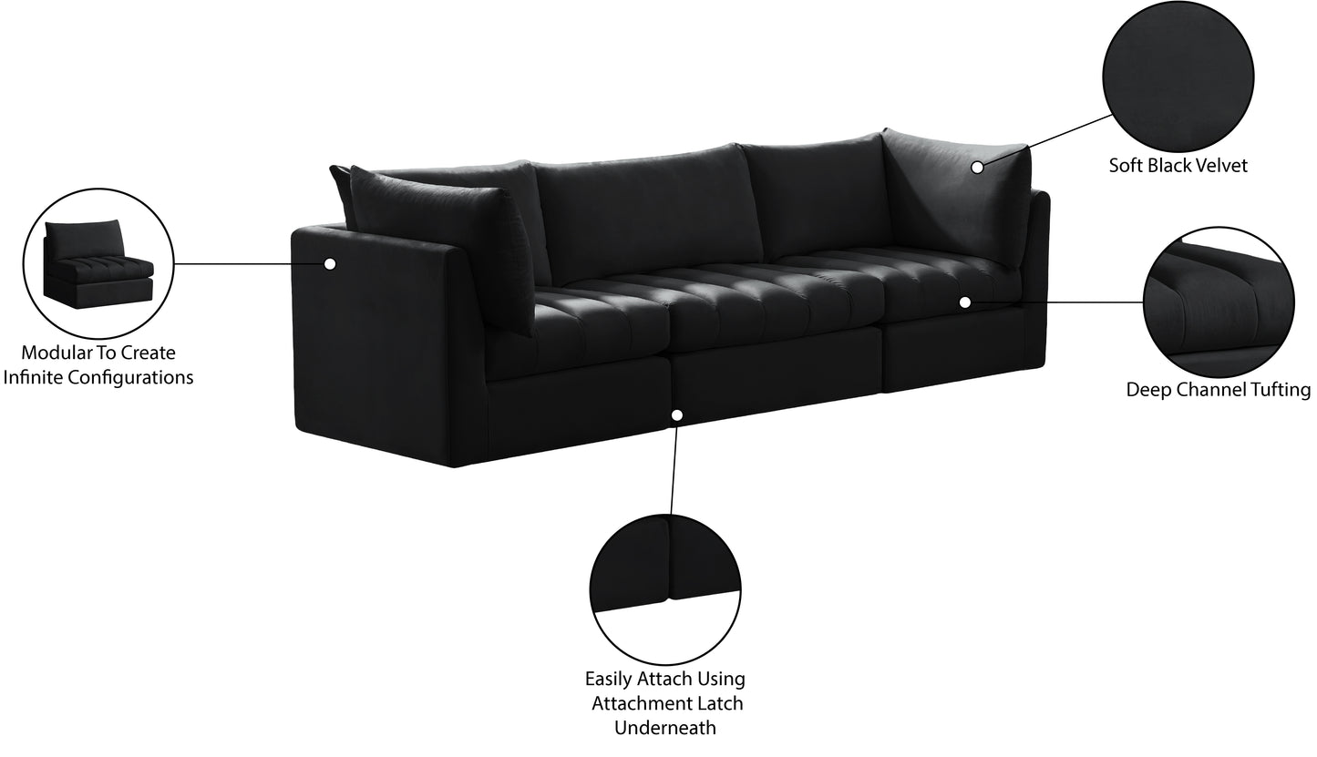 acadia black velvet modular sofa s103