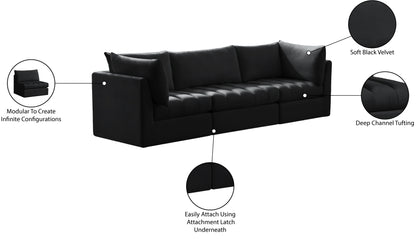 Acadia Black Velvet Modular Sofa S103