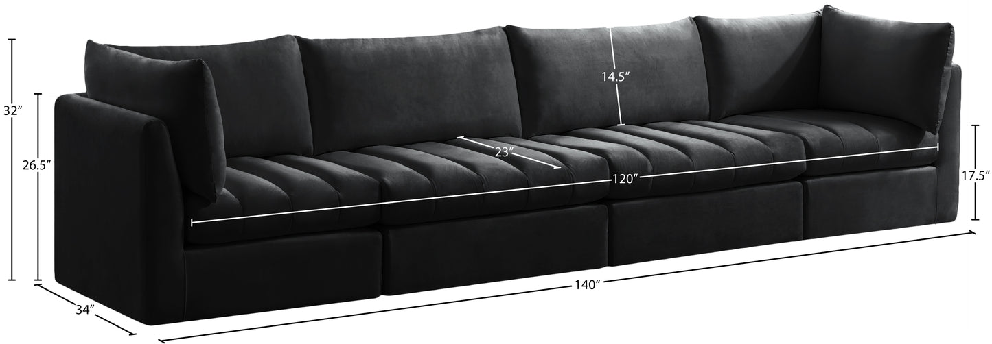 acadia black velvet modular sofa s140