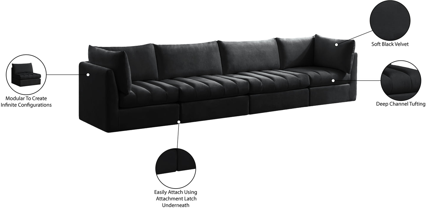 acadia black velvet modular sofa s140