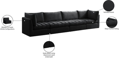 Acadia Black Velvet Modular Sofa S140