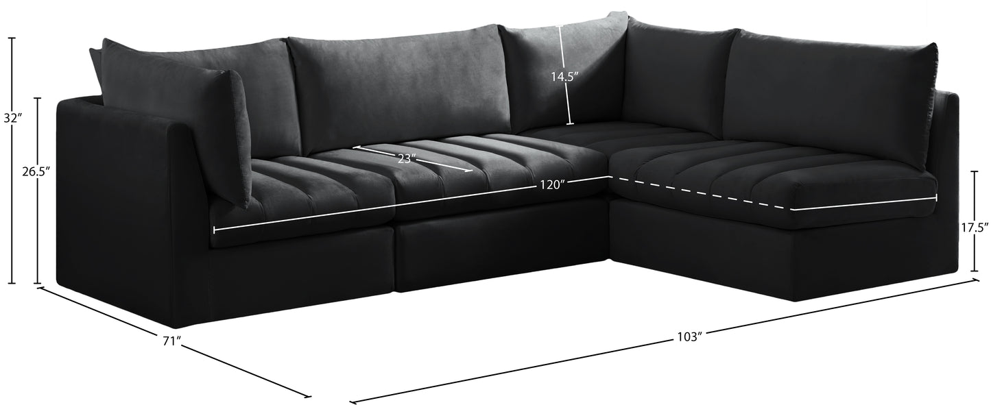 acadia black velvet modular sectional sec4a