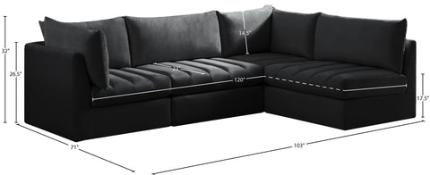 Acadia Black Velvet Modular Sectional Sec4A