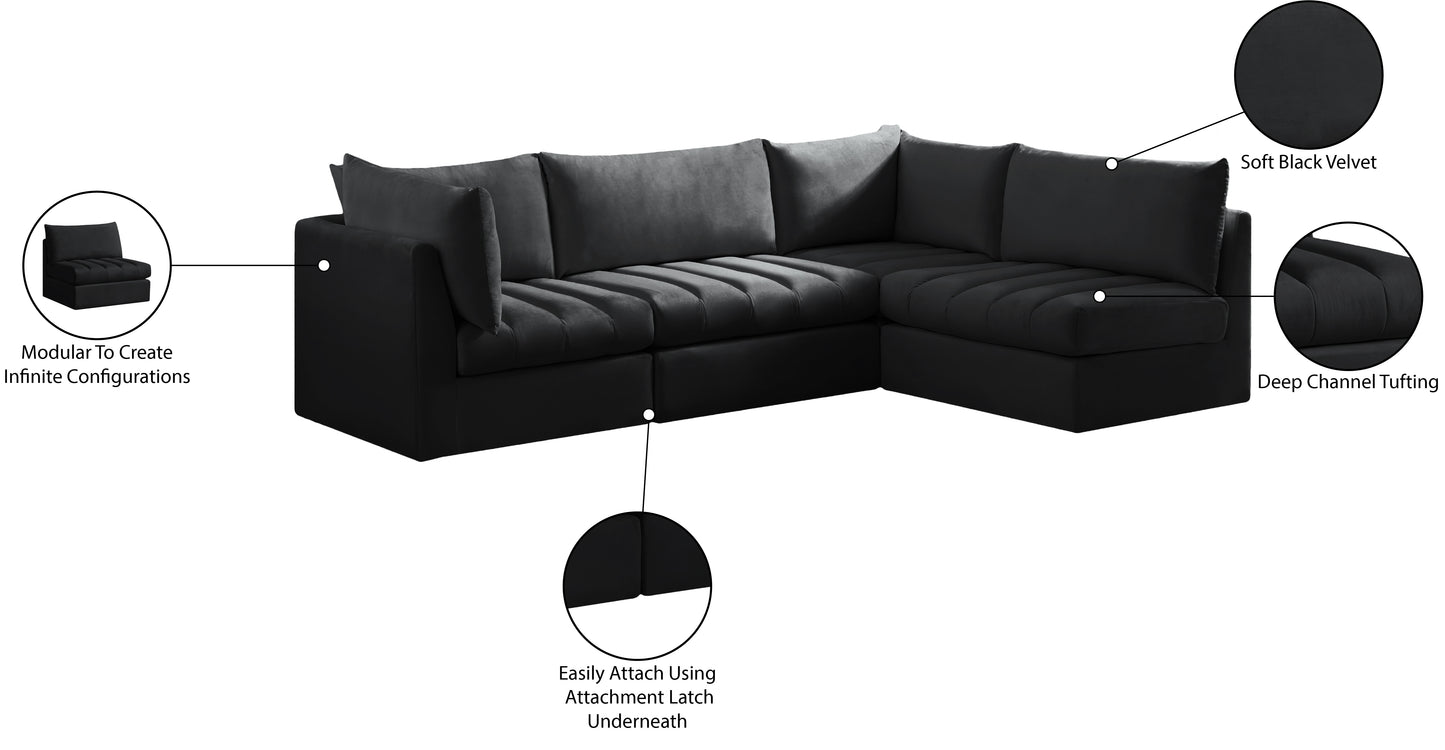 acadia black velvet modular sectional sec4a