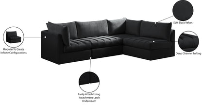 Acadia Black Velvet Modular Sectional Sec4A