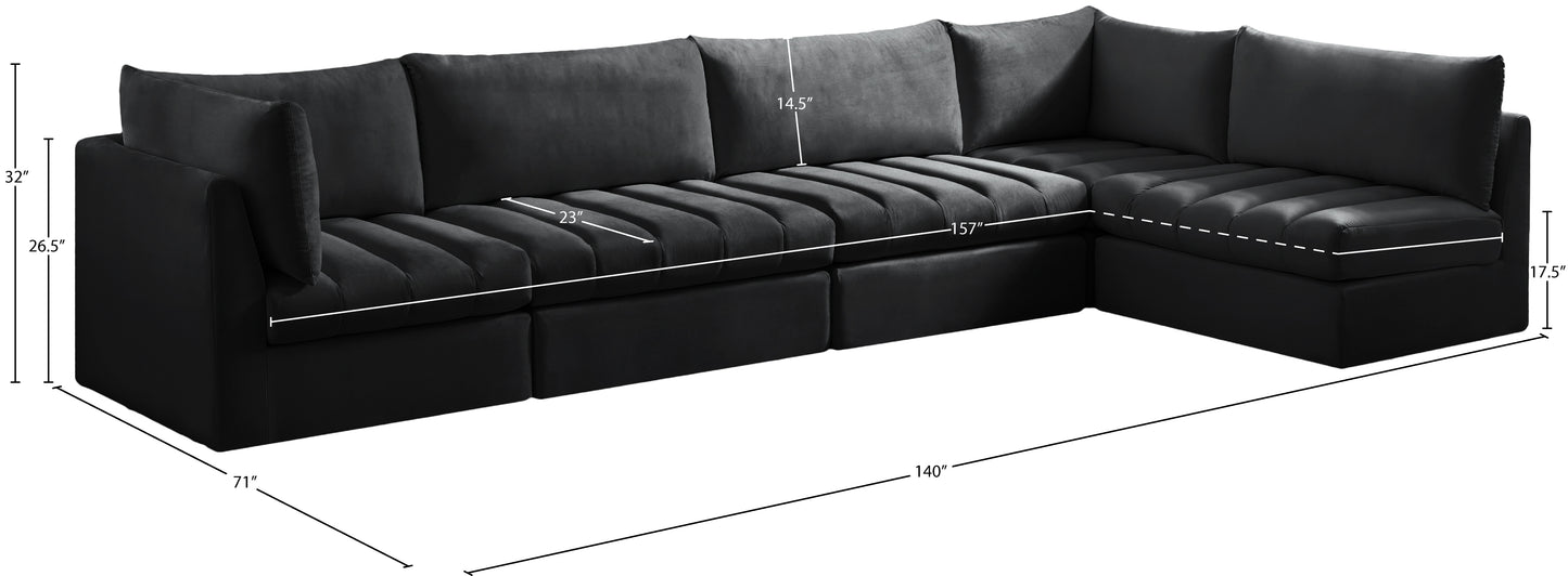 acadia black velvet modular sectional sec5a