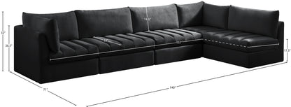 Acadia Black Velvet Modular Sectional Sec5A