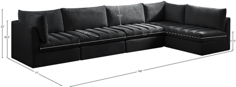 Acadia Black Velvet Modular Sectional Sec5A