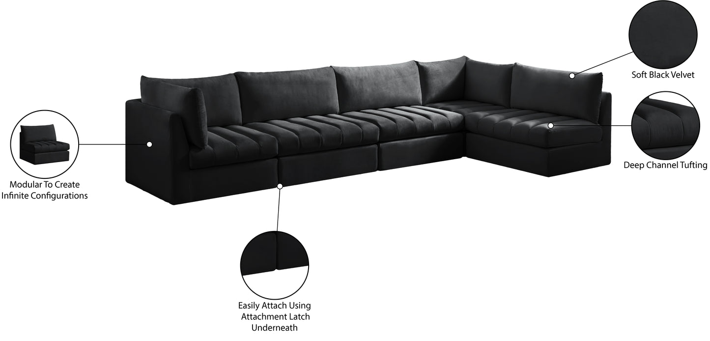 acadia black velvet modular sectional sec5a