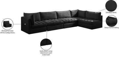 Acadia Black Velvet Modular Sectional Sec5A