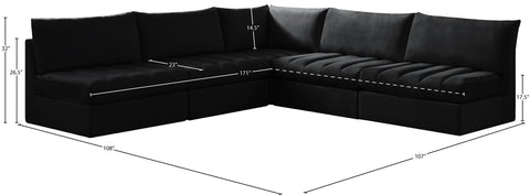 Acadia Black Velvet Modular Sectional Sec5B