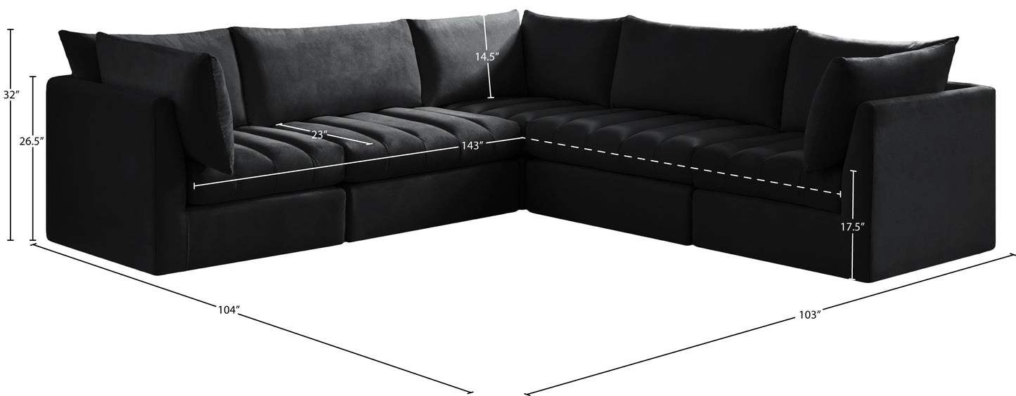 acadia black velvet modular sectional sec5c