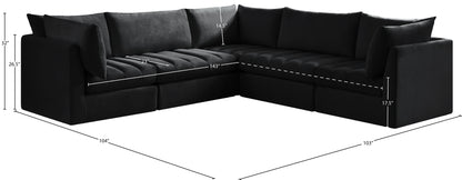 Acadia Black Velvet Modular Sectional Sec5C