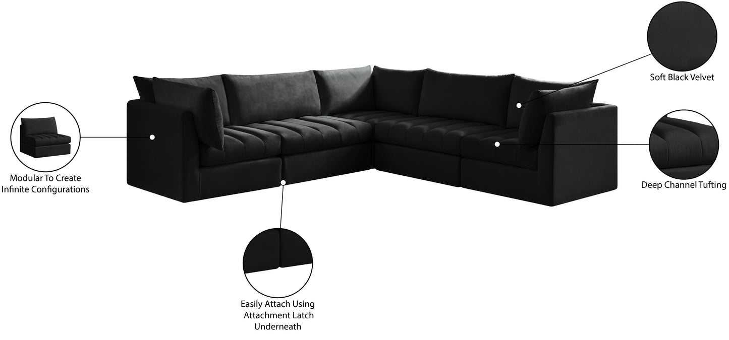 acadia black velvet modular sectional sec5c