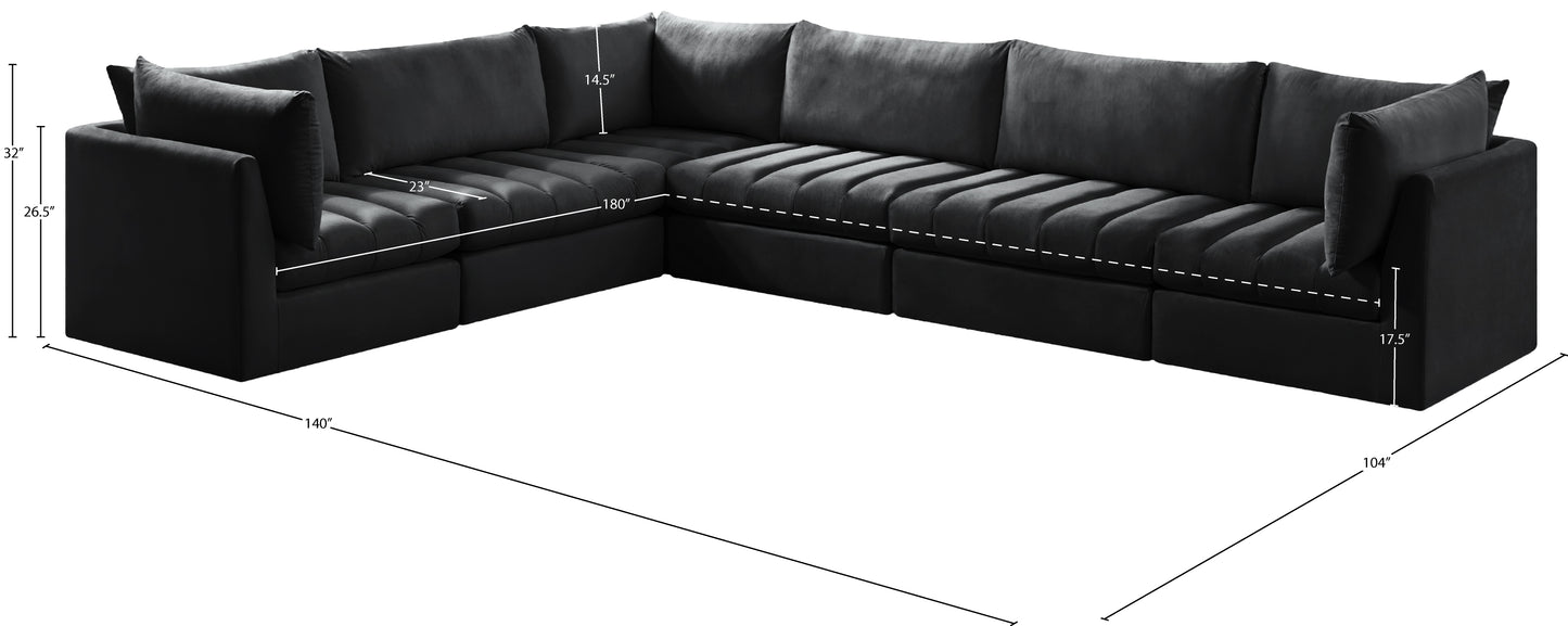 acadia black velvet modular sectional sec6a